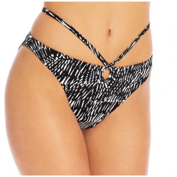 JONATHAN SIMKHAI Alani Bikini Swim Bottoms Size Small NWT Abstract Fern B&W - Picture 1 of 12